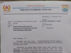 Surat Penundaan Musorkotlub Koni Palembang Tidak Sah